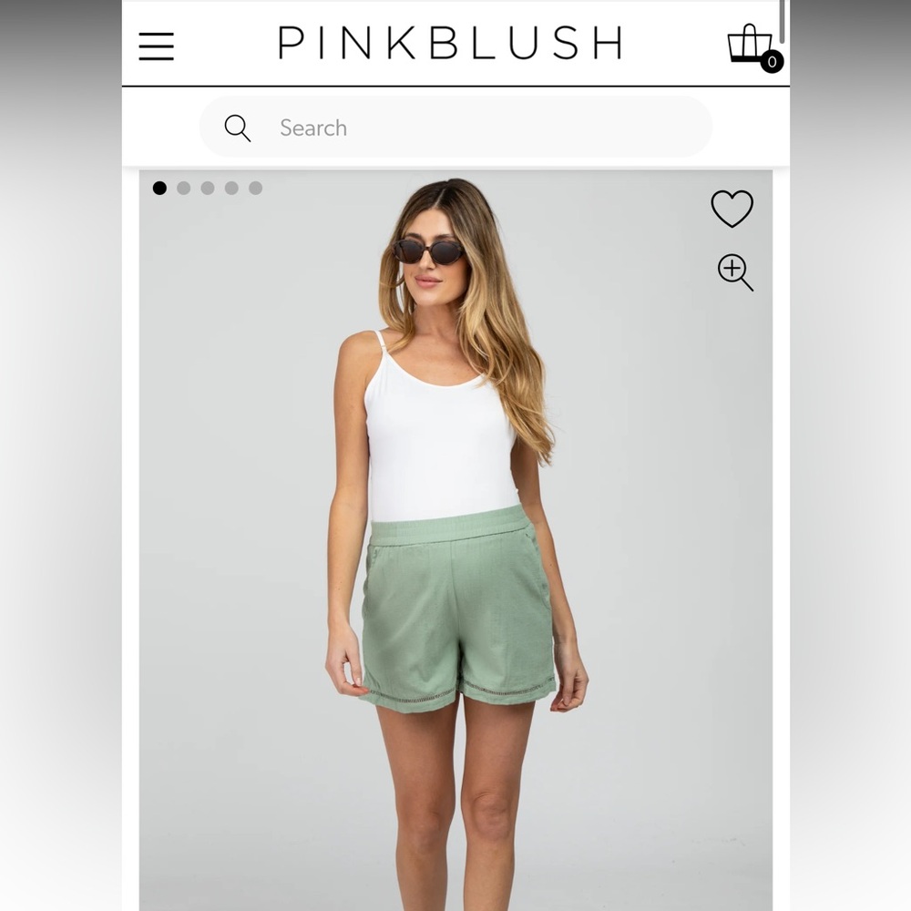 Pinkblush Maternity Sage Green High Waist Shorts